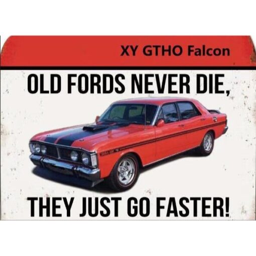 XY GTHO Falcon Red Embossed Tin Sign